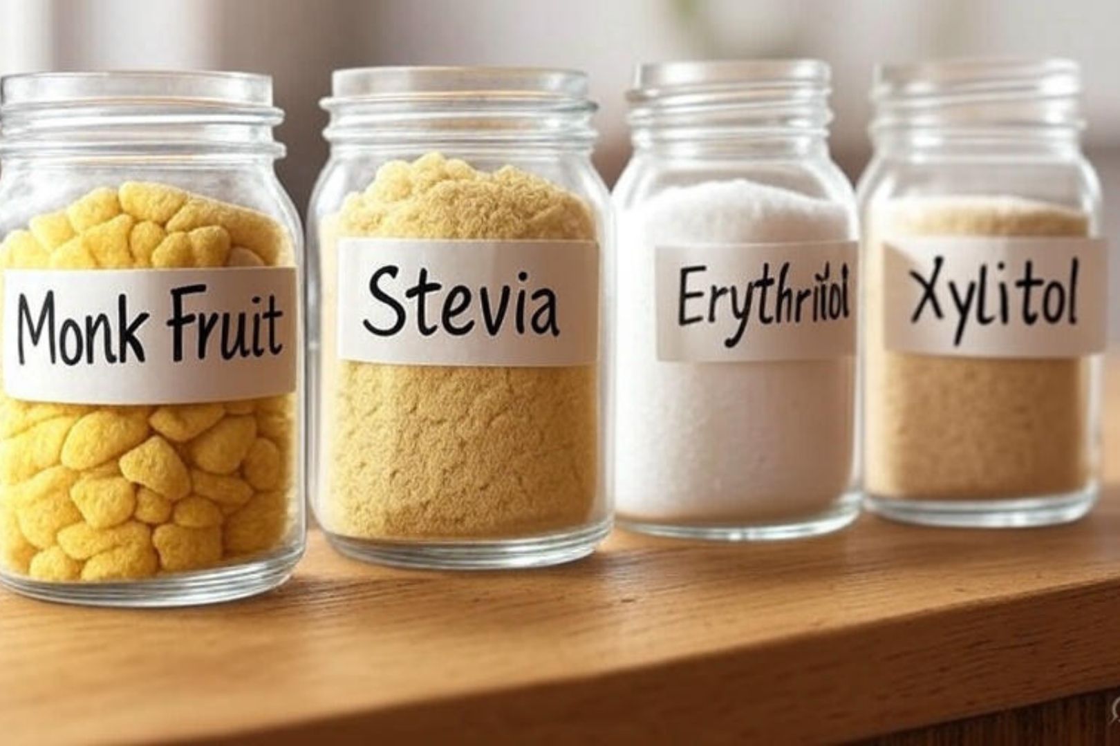 เปรียบเทียบสารให้ความหวานทางเลือก Monk Fruit, Stevia, Erythritol, และ Xylitol