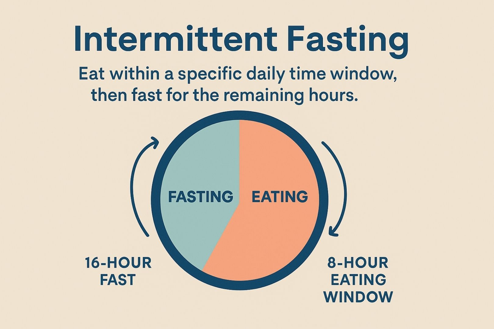 ภาพอินโฟกราฟิกอธิบายช่วงเวลากินอาหารแบบ Intermittent Fasting